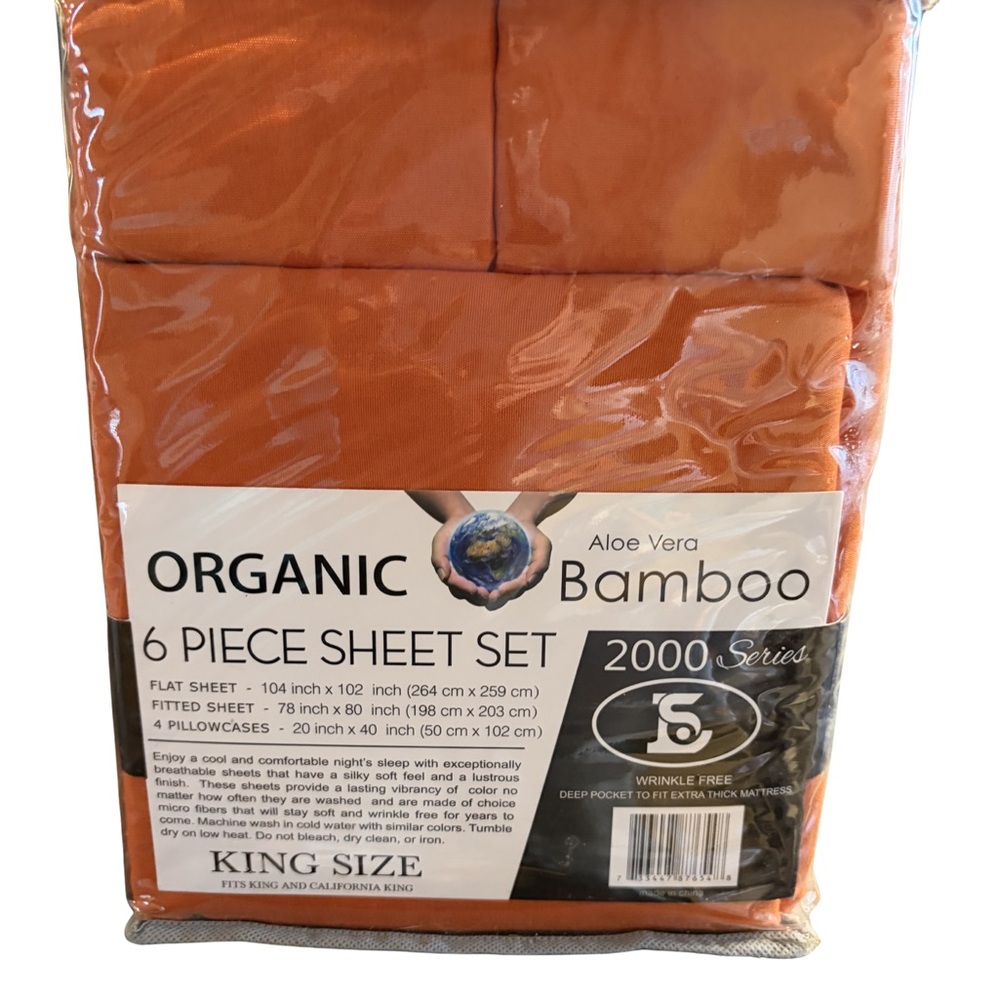 Organic Bamboo Orange King Sheet Set - Picture 2 of 2